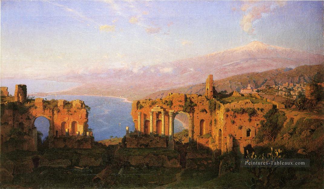 Ruines du théâtre romain de Taormina Sicile paysage luminisme William Stanley Haseltine Peintures à l'huile